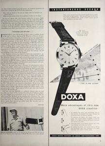 稀少・時計広告！1956年ドクサ 時計広告/Doxa Automatic Watch/W