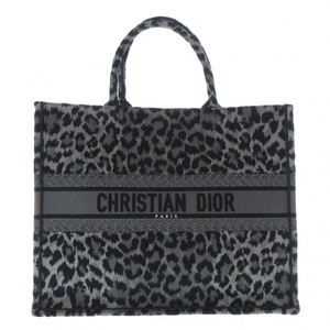 特価 ディオール/クリスチャンディオール DIOR/ChristianDior トートバッグ ブックトートラージバッグ ジャガード グレー×黒 レオパード