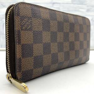 極美品●LOUISVUITTON ルイヴィトン ダミエ エベヌ 長財布 ジッピーウォレット ラウンドファスナー ジップ メンズ レディース N60015 金具