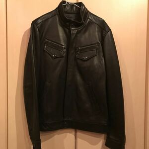 MEN’S BIGI/メンズビギ ライダース・ジャケット ブラック(黒) レザー羊革 サイズ3(L程度) USED/革ジャン/ブルゾン/ジャンパー/ジッパー/