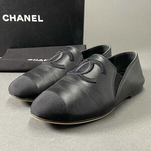 1f24 【美品】 20SS CHANEL シャネル G36272Y54064 ココマーク フラットシューズ レザーシューズ 05C復刻 36C ブラック レザー レディース