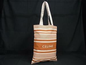 1円 ■極美品■ CELINE セリーヌ キャンバス トートバッグ ショルダー 肩掛け レディース オレンジ系×アイボリー系 FF3051