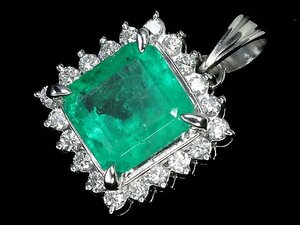 KU12958S【1円～】新品【RK宝石】≪Emerald≫ 極上エメラルド 大粒1.76ct 極上ダイヤモンド Pt900 高級ペンダントヘッド ネックレス ダイヤ