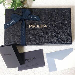 プラダ「PRADA」長財布用空箱 (4418) 正規品 付属品 21×11.5×5cm ネイビー しおり・薄紙・ミニ封筒あり 