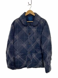 visvim◆ダウンジャケット/3/リネン100％/ネイビー/0222905013001/ステッチ/22SS//