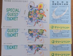 グリーンランド遊園地の入園券3枚