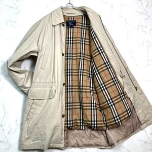 バーバリー ステンカラーコート ブルゾン ダウンライナー 2way ノバチェック BURBERRY メンズXL相当 クリーム色系