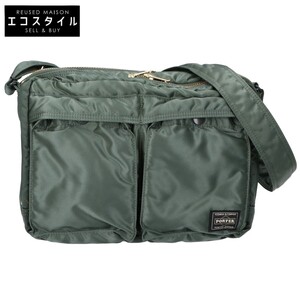 美品 PORTER ポーター 622-08633 TANKER SLING BAG W zip(L) タンカー スリングバッグ ダブルジップ ショルダーバッグ グリーン