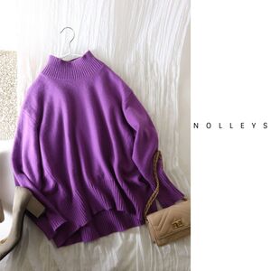 1万☆ノーリーズ NOLLEYS☆カシミヤ混 ハイネックプルオーバーニット 38サイズ☆M-B 0626