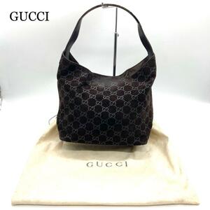 【美品】GUCCI グッチ ハンドバッグ ベロア スウェード ブラウン GG