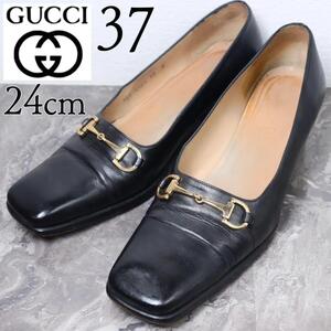 GUCCI グッチ 24 ホースビット ローファー パンプス レザー 黒