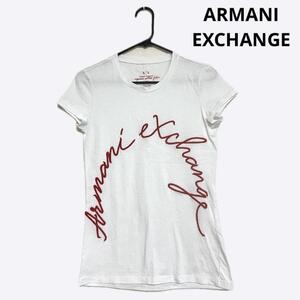 ARMANI EXCHANGE アルマーニ XS 赤 刺繍 Tシャツ　レディース