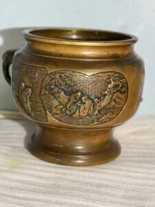 火鉢 時代 銅器 茶道具 中国美術 古銅 瓶掛