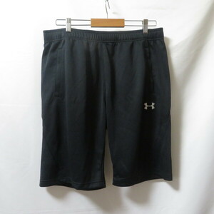 古着 メンズXXL UNDER ARMOUR/アンダーアーマー ポリエステル ハーフパンツ 短パン 練習着 スポーツウェア ブラック/ホワイト MSC9272