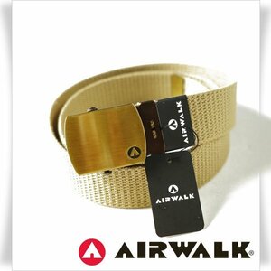 新品1円～★AIRWALK エアウォーク バックル キャンバスベルト GIベルト ガチャベルト フリーサイズ ロゴ 刺繍 本物◆4048◆