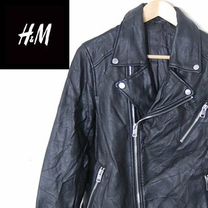 エイチアンドエムマンH&M MAN■ダブル ライダースジャケット フェイクレザー■EUR M■ブラック ※NK4216130