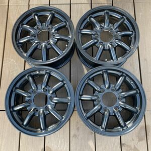 WH089 ファブレス　BARONE MC-9 16×6.5J +38 4本セット　中古アルミホイール　ハイエース　キャラバン　ワタナベ風