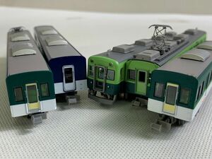 ◇#200 Nゲージ 車両 5両まとめ　動作未確認　京阪 グリーンマックス 3606(紺/白)　TOMYTEC 13522/13722(緑/白)　他(黄緑/緑)　鉄道模型◇