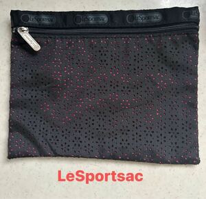 【LeSportsac】★レスポートサック★透かし模様　すこし大きめ　ポーチ　黒