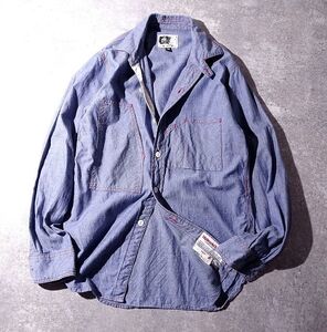 ENGINEERED GARMENTS エンジニアードガーメンツ シャンブレー 長袖シャツ ワーク ポケット USA製 ストラップ ダブルエルボー (XS) o-451