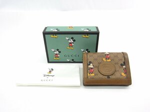 DISNEY x GUCCI グッチ ミッキーマウス コラボ ディズニー ベージュ系 財布 二つ折り ミニ財布 ∠UP3848