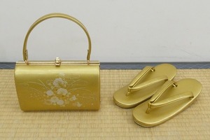 2301A-2201●丸文/草履バッグセット/エナメル/花柄/Fサイズ/新品/(梱包サイズ：80)