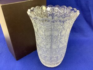 ⑫LASKA BOHEMIA クリスタル花瓶/フラワーベース/30㎝ 58210 気泡等有 箱蓋無し/B品 未使用品 ACB