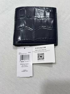 COACH 2つ折り財布 レザー ネイビー レディース メンズ　CR415