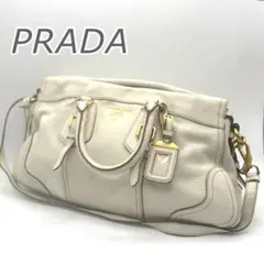 【人気】PRADA プラダ ホワイト系 ショルダー トートバッグ　2way