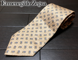 伊製 エルメネジルド・ゼニア Ermenegildo Zegna シルク ネクタイ ベージュ