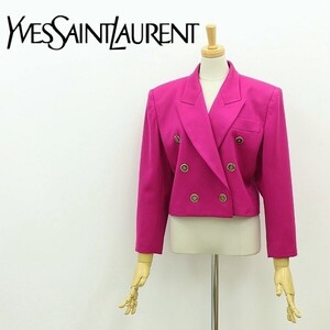 ヴィンテージ◆Yves Saint Laurent イヴサンローラン ウール ショート丈 ダブル ジャケット マゼンタ M