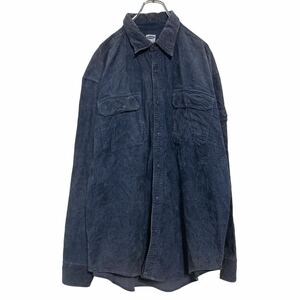 OLD NAVY 長袖 コーデュロイシャツ L ネイビー オールドネイビー ダブルポケット 古着卸 アメリカ仕入 a609-5775