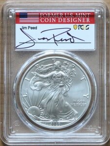 2020-S アメリカ イーグル銀貨 PCGS MS70 First Day of Issue Jim Peed Signed