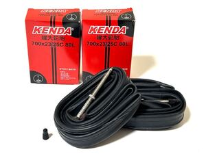 【送料無料】KENDA 700×23-25Cチューブ 仏式バルブ長80mm 新品2個セット《80mmロングバルブ/並行輸入品》