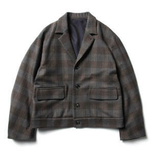 URU ウル WOOL CHECK SHORT JACKET Gray