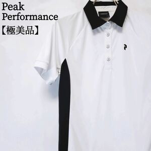 【極美品】peak performance　モノトーン　シンプル　スポーツ　半袖　ポロシャツ ピークパフォーマンス メンズ S 