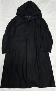 Y’s for men ウールコート フーデッド ブラック Yohji Yamamoto ワイズ ヨウジヤマモト