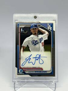 【1円スタート】2024 Topps Bowman Chrome Justin Wrobleski 1st Auto Autograph 直筆サインカード MLB Dodgers 大谷翔平 山本由伸 同僚