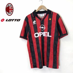 R510-D◆old◆ lotto ACmilan ロット ゲームシャツ ユニフォーム サッカー 半袖シャツ セリエA◆ レッド ブラック ポリエステル系