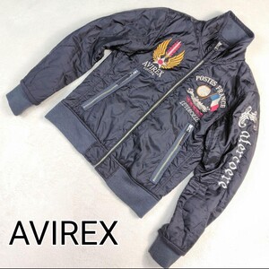 【1スタ〜】極美品 AVIREX アヴィレックス ナイロンジャケット L ブラック ヴィンテージ フライトジャケット