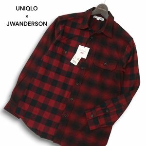 【新品 22AW】 UNIQLO × JWANDERSON ユニクロ JWアンダーソン 長袖 フランネル チェック シャツ Sz.S　メンズ 未使用　C4T07863_9#B