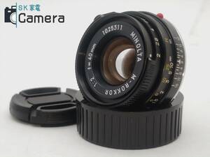 【中古】 MINOLTA M-ROKKOR 40ｍｍ F2 Mマウント 2024年7月清掃 良 ミノルタ キャップ付 ロッコール