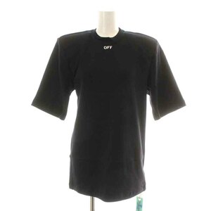 未使用品 オフホワイト OFF WHITE 2021年 SHOULDER PADS Tシャツ カットソー 半袖 クルーネック ロゴプリント 38 M 黒 白 OWAR21-040