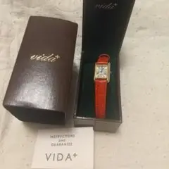 VIDA+ Mini Rectangular レザーベルト レッド 腕時計