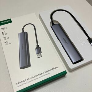 UGREEN USB 3.0 有線LANアダプター スイッチ 1000Mbps 5-in-1 3*USBポート USB-C給電ポート USBハブ ギガビット RJ45 ノートパソコン