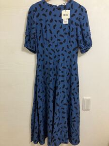 新品!タグ付き!ユニクロ☆バルーンスリーブワンピース(半袖)Mサイズ ブルー☆WOMEN UNIQLO