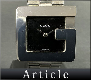 800374□動作確認済 GUCCI グッチ 腕時計 クォーツ 2針 Gフェイス 3600J SS ブラック 黒文字盤 シルバー レディース アナログ/ D