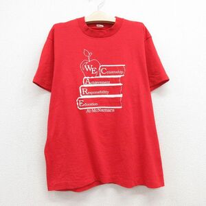 古着 スクリーンスターズ 半袖 ビンテージ Tシャツ キッズ ボーイズ 子供服 キッズ 80s リンゴ 本 クルーネック 赤 レッド 23sep04 2OF