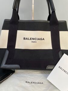 BALENCIAGA バレンシアガ ハンドバッグ キャンバス レザー ブラック×ホワイト