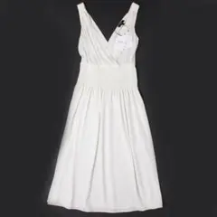 Theory SMOCKED SL DRESS シャーリングカシュクールワンピ